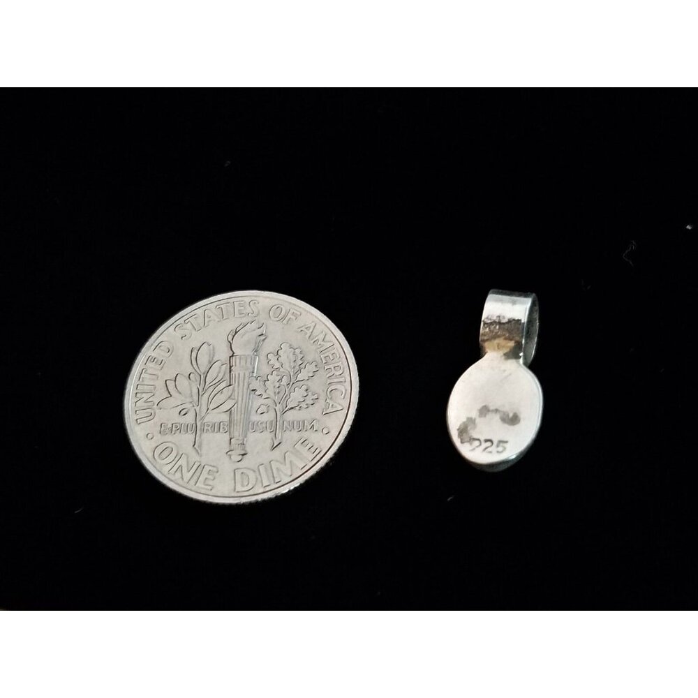 Sterling silver 925 charm oval pendant NEW vintage faux opal artisan handcrafted - Picture 6 of 6